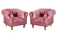 Conjunto 2 Poltronas Chesterfield Dom Pedro Decoração Sala Recepção Retrô Rosa