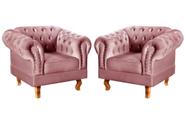 Conjunto 2 Poltronas Chesterfield Dom Pedro Decoração Sala Recepção Retrô Rosa Rose