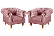 Conjunto 2 Poltronas Chesterfield Dom Pedro Decoração Sala Recepção Retrô Rosa Rose