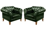 Conjunto 2 Poltronas Chesterfield Dom Pedro Decoração Sala Recepção Retrô Verde