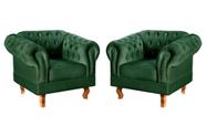 Conjunto 2 Poltronas Chesterfield Dom Pedro Decoração Sala Recepção Retrô Verde
