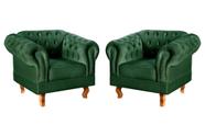 Conjunto 2 Poltronas Chesterfield Dom Pedro Decoração Sala Recepção Retrô Verde