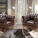 Conjunto 2 Poltronas Chesterfield Duquesa Decoração Sala Recepção Retrô Marrom Café
