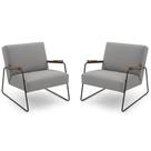 Conjunto 2 Poltronas de Aproximação Herval Jade, Linho Cinza