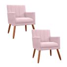 Conjunto 2 Poltronas Decorativa Para Quarto Closet Clínica Cecília Suede Rosa Bebe - INCASA DECOR