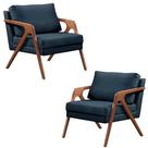 Conjunto 2 Poltronas Decorativa para Sala Mona Luxo Veludo Azul Moraes Decor
