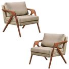 Conjunto 2 Poltronas Decorativa para Sala Mona Luxo Veludo Bege Moraes Decor