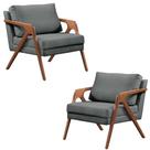 Conjunto 2 Poltronas Decorativa para Sala Mona Luxo Veludo Cinza Moraes Decor