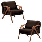 Conjunto 2 Poltronas Decorativa para Sala Mona Luxo Veludo Marrom Moraes Decor