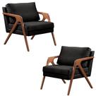 Conjunto 2 Poltronas Decorativa para Sala Mona Luxo Veludo Preto Moraes Decor