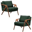 Conjunto 2 Poltronas Decorativa para Sala Mona Luxo Veludo Verde Moraes Decor