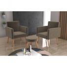 Conjunto 2 Poltronas Decorativas E 1 Puff Capuccino Conjunto 2 Poltronas Decorativas E 1 Puff Capuccino