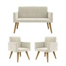 Conjunto 2 Poltronas Decorativas Nina e 1 Namoradeira Pés Palito Suede Bege ANF Store