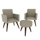 Conjunto 2 Poltronas Decorativas Nina e 1 Puff Redondo Pés Palito Suede Capuccino ANF Store