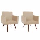 Conjunto 2 Poltronas Decorativas Para Sala Nina Pés Palito Suede Bege Moraes Decor