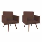 Conjunto 2 Poltronas Decorativas Para Sala Nina Pés Palito Suede Marrom DecorArt