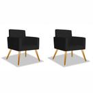 Conjunto 2 Poltronas Decorativas Para Sala Nina Pés Palito Suede Preto VickyDecor
