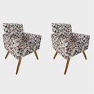 Conjunto 2 Poltronas Decorativas Para Sala Nina Pés Palito Suede Triângulo Bege Moraes Decor