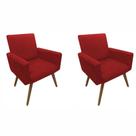 Conjunto 2 Poltronas Decorativas Para Sala Nina Pés Palito Suede Vermelho DecorArt
