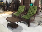 Conjunto 2 Poltronas Descanso 1 Mesinha Área Externa Jardim Varanda Fibra Sintética Estofado Verde Liso Conjunto 2 Poltronas Descanso 1 Mesinha Área Externa Jardim Varanda Fibra Sintética Estofado Verde Liso