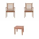 Conjunto 2 Poltronas Empilháveis e Mesa de Centro Madeira Maciça Conjunto 2 Poltronas Empilháveis e Mesa de Centro Madeira Maciça