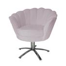 Conjunto 2 Poltronas Estofada Com Base Giratória de Metal Pétala Suede Rose - LM DECOR