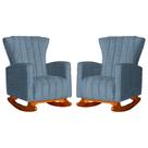 Conjunto 2 Poltronas Estofadas de Balanço Melinda Linho Azul - LM DECOR