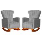 Conjunto 2 Poltronas Estofadas de Balanço Melinda Linho Cinza - LM DECOR