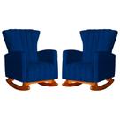 Conjunto 2 Poltronas Estofadas de Balanço Melinda Suede Azul Marinho - LM DECOR