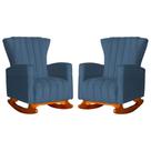 Conjunto 2 Poltronas Estofadas de Balanço Melinda Suede Azul Royal - LM DECOR