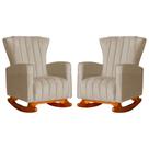 Conjunto 2 Poltronas Estofadas de Balanço Melinda Suede Cappuccino - LM DECOR