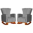 Conjunto 2 Poltronas Estofadas de Balanço Melinda Suede Cinza - LM DECOR