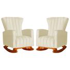 Conjunto 2 Poltronas Estofadas de Balanço Melinda Suede Marfim - LM DECOR