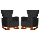 Conjunto 2 Poltronas Estofadas de Balanço Melinda Suede Preto - LM DECOR
