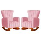 Conjunto 2 Poltronas Estofadas de Balanço Melinda Suede Rosa Barbie - LM DECOR