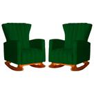 Conjunto 2 Poltronas Estofadas de Balanço Melinda Suede Verde - LM DECOR