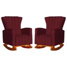 Conjunto 2 Poltronas Estofadas de Balanço Melinda Suede Vermelho Bordo - LM DECOR