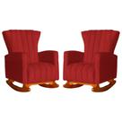 Conjunto 2 Poltronas Estofadas de Balanço Melinda Suede Vermelho - LM DECOR