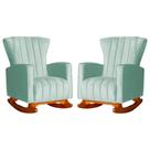 Conjunto 2 Poltronas Estofadas de Balanço Melinda Veludo Acqua - LM DECOR