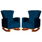 Conjunto 2 Poltronas Estofadas de Balanço Melinda Veludo Azul Marinho - LM DECOR