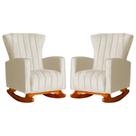 Conjunto 2 Poltronas Estofadas de Balanço Melinda Veludo Bege - LM DECOR