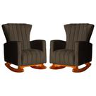 Conjunto 2 Poltronas Estofadas de Balanço Melinda Veludo Marrom - LM DECOR