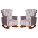 Conjunto 2 Poltronas Estofadas de Balanço Melinda Veludo Rose - LM DECOR