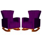 Conjunto 2 Poltronas Estofadas de Balanço Melinda Veludo Roxo - LM DECOR Conjunto 2 Poltronas Estofadas de Balanço Melinda Veludo Roxo - LM DECOR