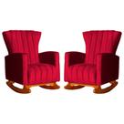 Conjunto 2 Poltronas Estofadas de Balanço Melinda Veludo Vermelho - LM DECOR