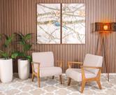 Conjunto 2 Poltronas Estofadas para Sala em Madeira Maciça Cléo Cinza Claro - Straub Web