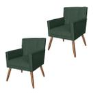 Conjunto 2 Poltronas Estofadas Pés Palito Sala de Visitas Onix Suede Verde - LM DECOR