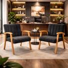Conjunto 2 Poltronas Haley Tecido Boucle Estrutura Madeira Maciça Para Recepção Sala De Estar cor:preto
