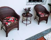 Conjunto 2 Poltronas Jogo Fibra Sintética Junco Vime Varanda