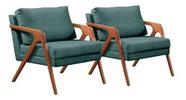 Conjunto 2 Poltronas Mona Luxo Madeira Maciça Linho Azul